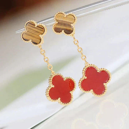 [Glitter Jewelry]CLOVER  2 MOTIF  TIGER EYE CARNELIAN EARRINGS