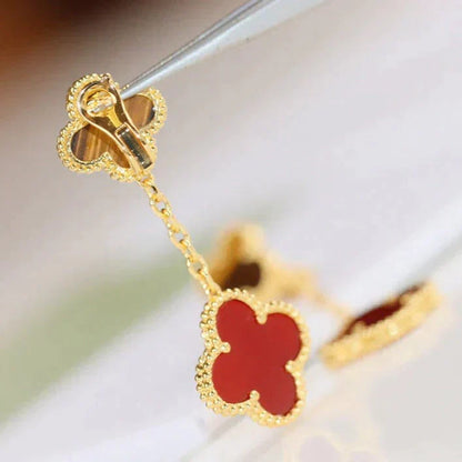 [Glitter Jewelry]CLOVER  2 MOTIF  TIGER EYE CARNELIAN EARRINGS