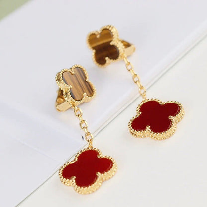 [Glitter Jewelry]CLOVER  2 MOTIF  TIGER EYE CARNELIAN EARRINGS