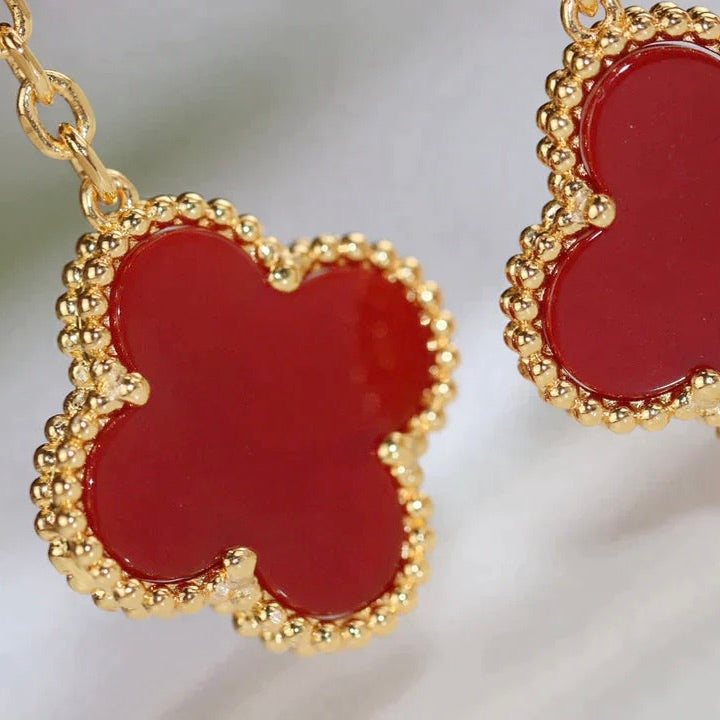[Glitter Jewelry]CLOVER  2 MOTIF  TIGER EYE CARNELIAN EARRINGS