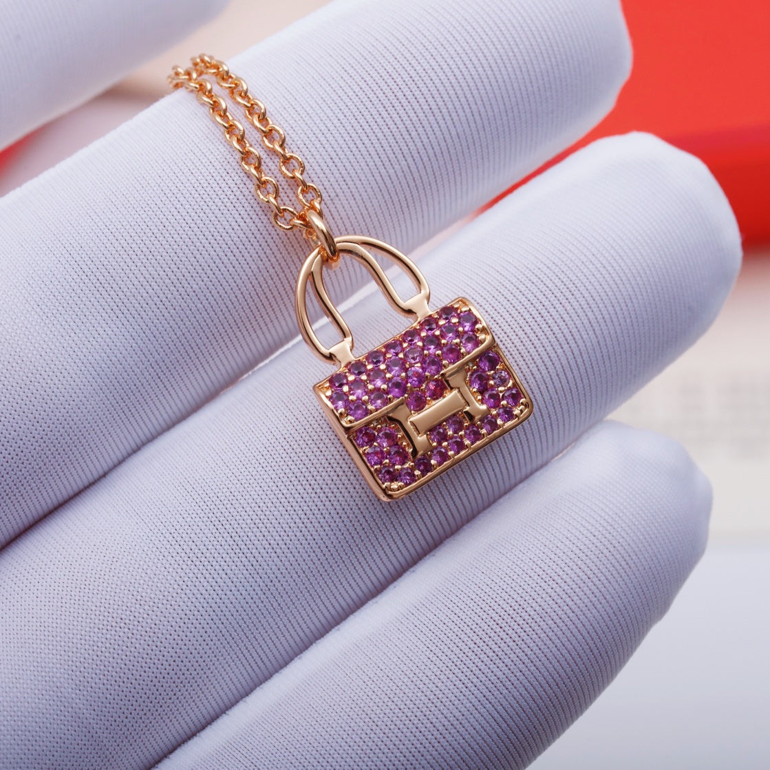 [Glitter Jewelry]CONSTANCE PEDANT PURPLE DIAMOND NECKLACE