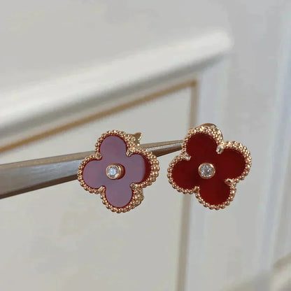 [Glitter Jewelry]CLOVER MEDIUM 1 MOTIFS CARNELIAN  DIAMOND earrings