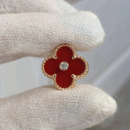 [Glitter Jewelry]CLOVER MEDIUM 1 MOTIFS CARNELIAN  DIAMOND earrings