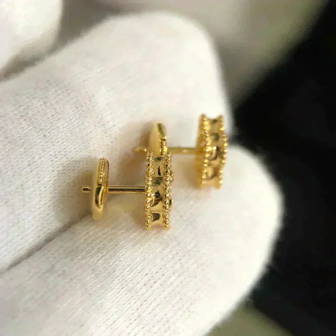 [グリッタージュエリー]クローバー ミニ 9.5mm マラカイト イヤリング