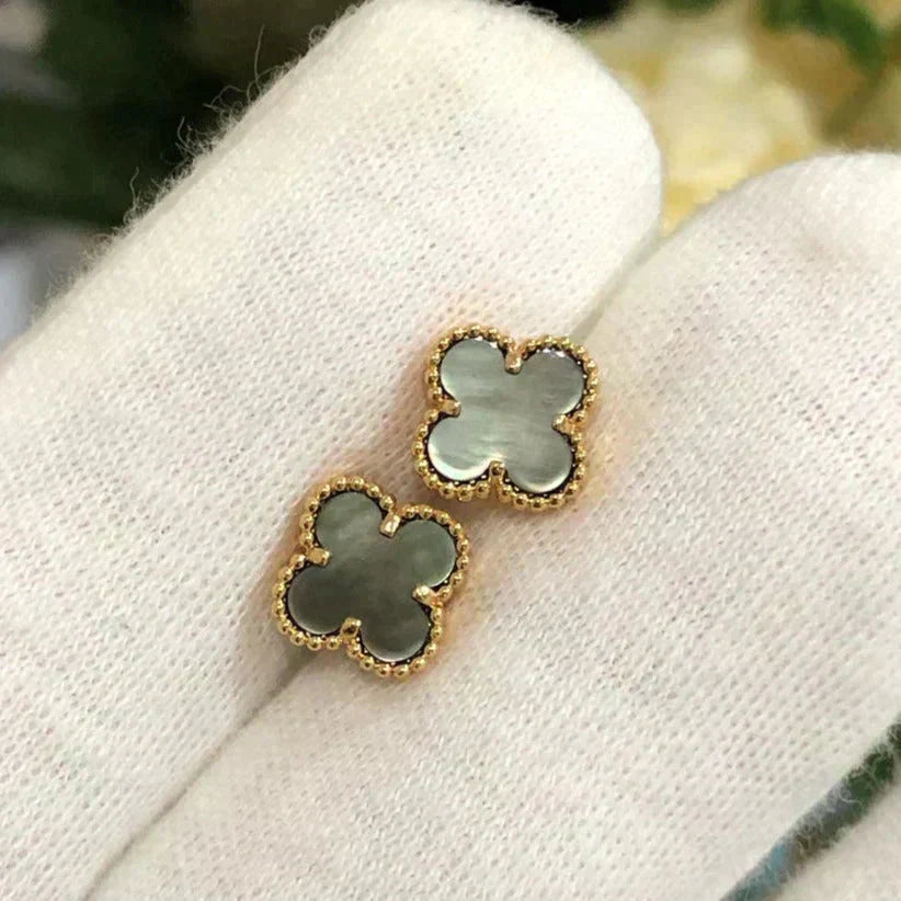 [Glitter Jewelry]CLOVER MINI 9.5MM GRAY MOP EARRINGS