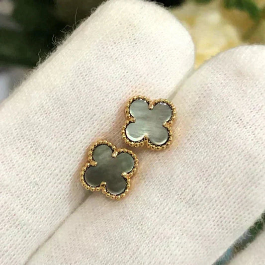 [Glitter Jewelry]CLOVER MINI 9.5MM GRAY MOP EARRINGS