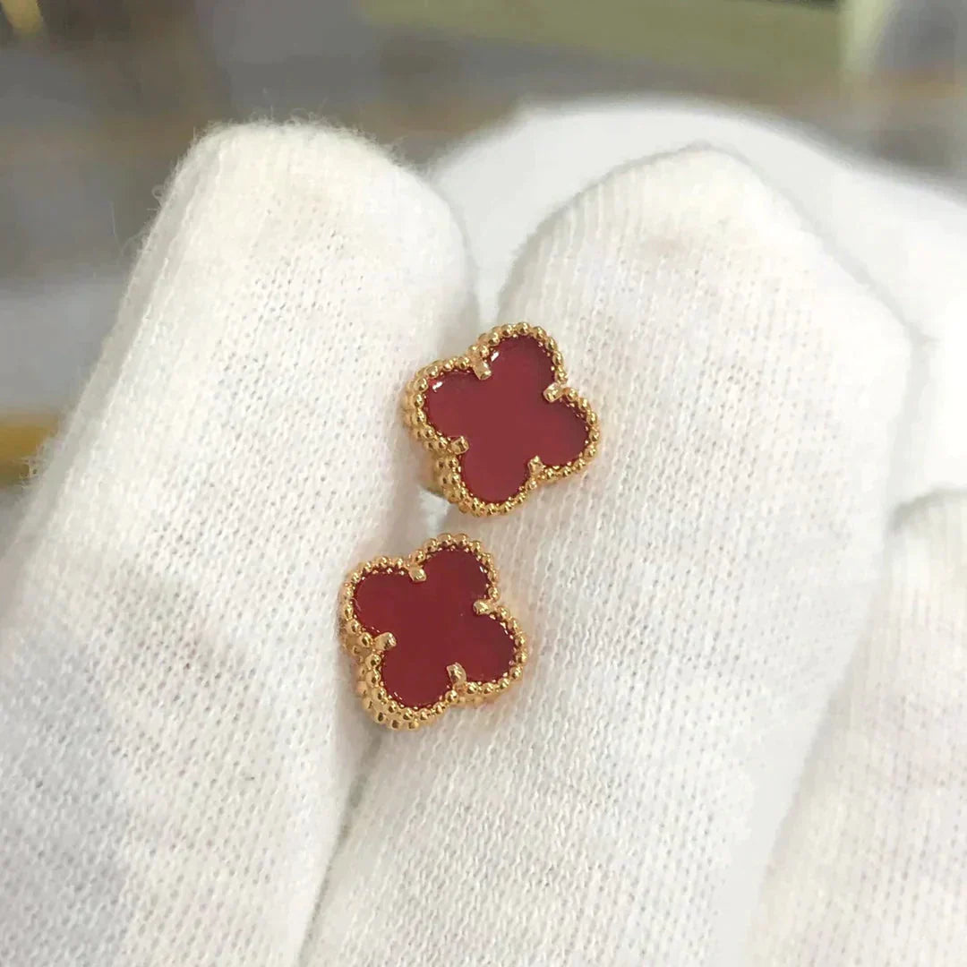 [Glitter Jewelry]CLOVER MINI 9.5MM CARNELIAN EARRINGS