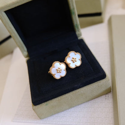 [Glitter Jewelry]LUCKY PINK GOLD WHITE MOP EARRINGS