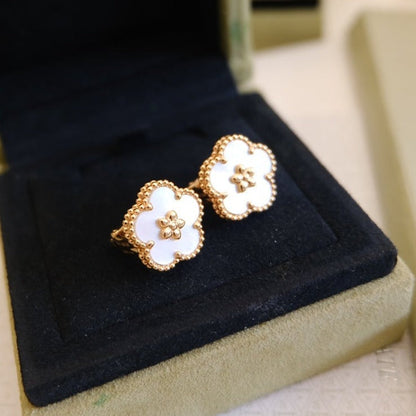 [Glitter Jewelry]LUCKY PINK GOLD WHITE MOP EARRINGS
