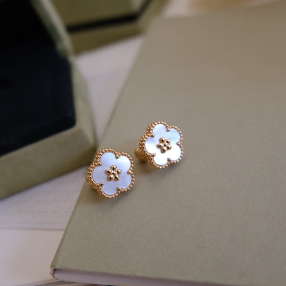 [Glitter Jewelry]LUCKY PINK GOLD WHITE MOP EARRINGS
