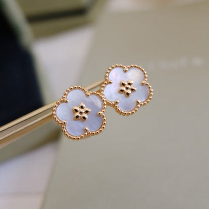 [Glitter Jewelry]LUCKY PINK GOLD WHITE MOP EARRINGS