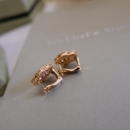 [Glitter Jewelry]LUCKY PINK GOLD WHITE MOP EARRINGS