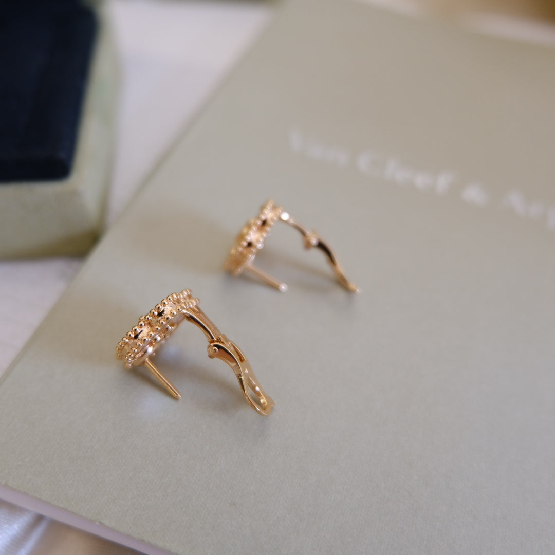 [Glitter Jewelry]LUCKY PINK GOLD WHITE MOP EARRINGS