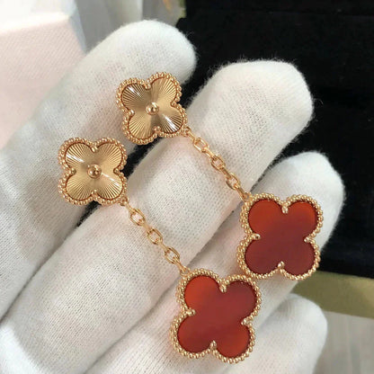 [Glitter Jewelry]CLOVER 2 MOTIF  LASER CARNELIAN EARRINGS