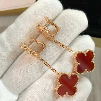 [Glitter Jewelry]CLOVER 2 MOTIF  LASER CARNELIAN EARRINGS