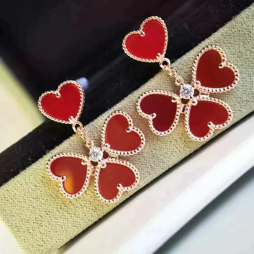[Glitter Jewelry]SWEET CLOVER CARNELIAN EARRINGS