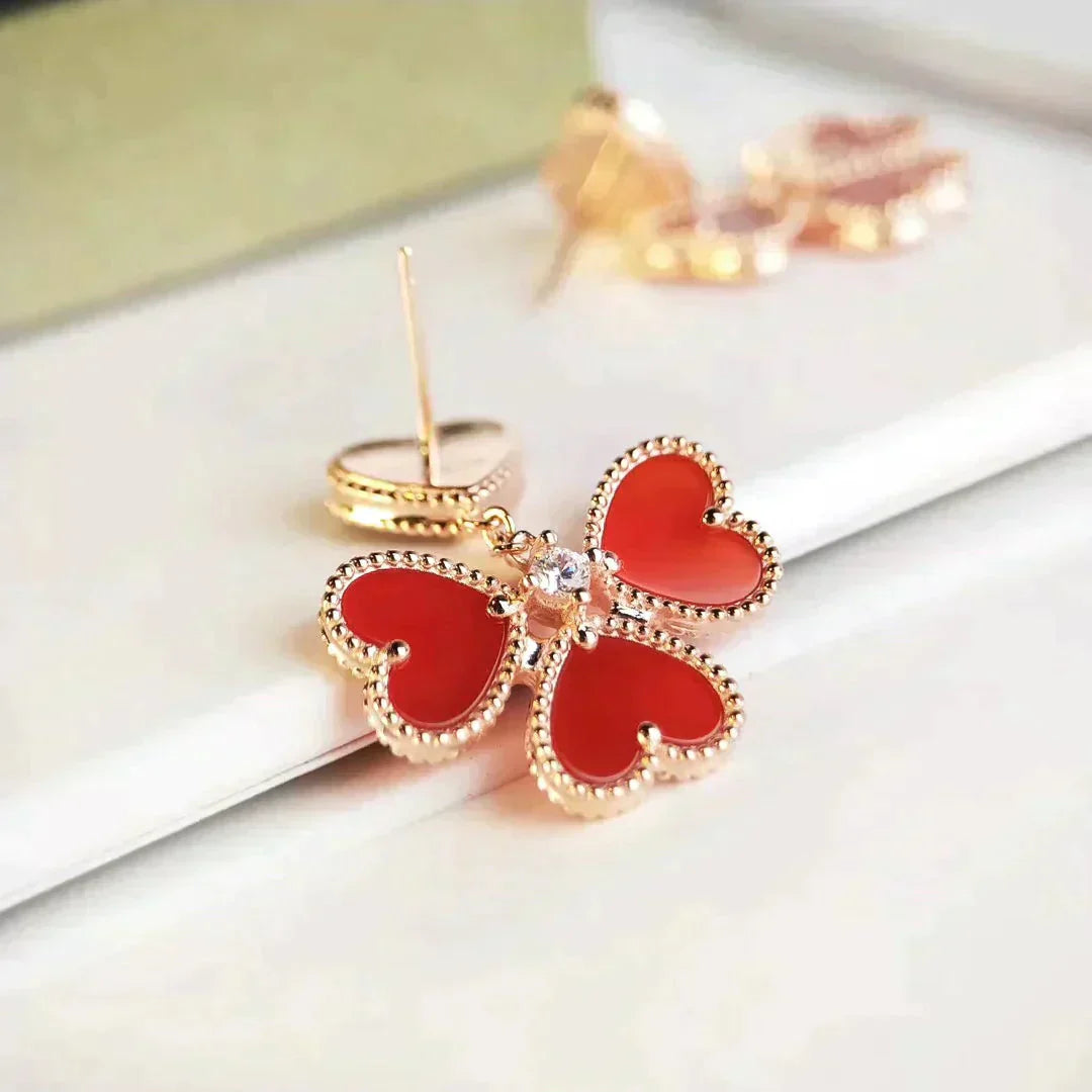 [Glitter Jewelry]SWEET CLOVER CARNELIAN EARRINGS