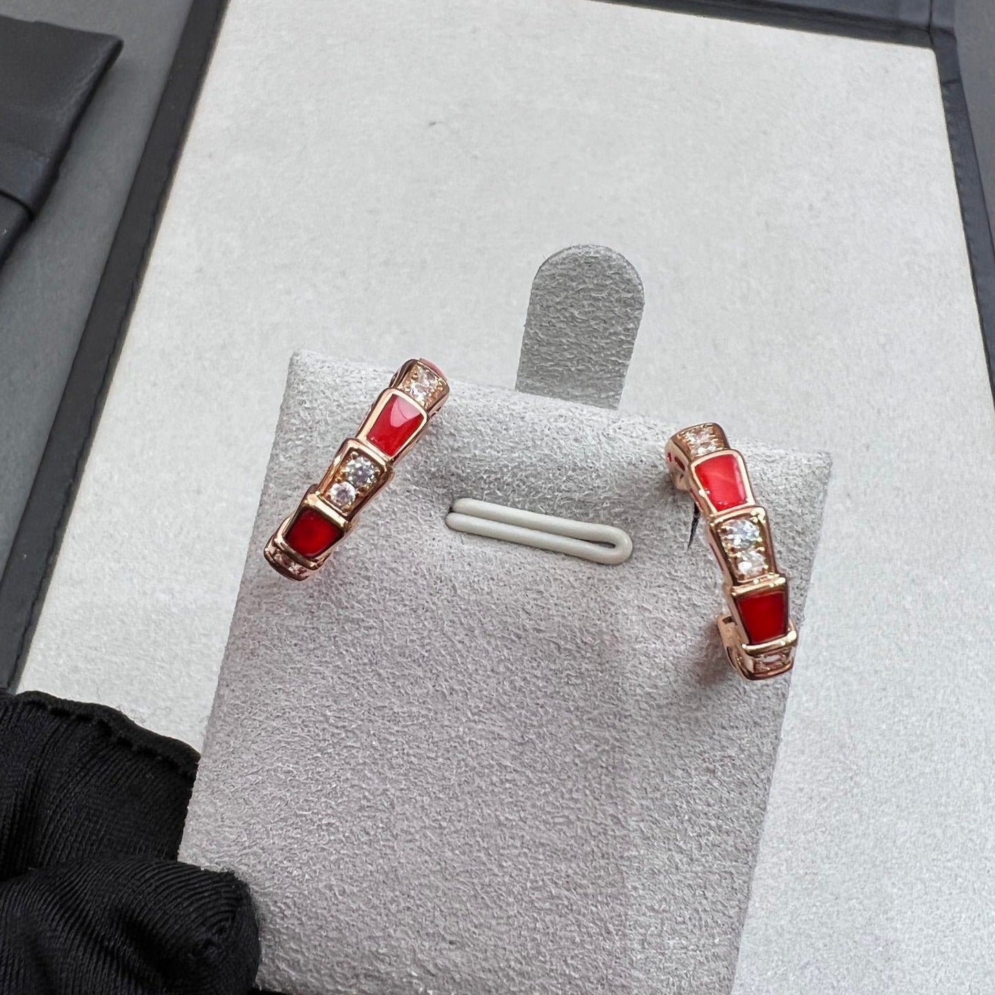 [Glitter Jewelry]SERPENTI CARNELIAN PINK GOLD EARRINGS