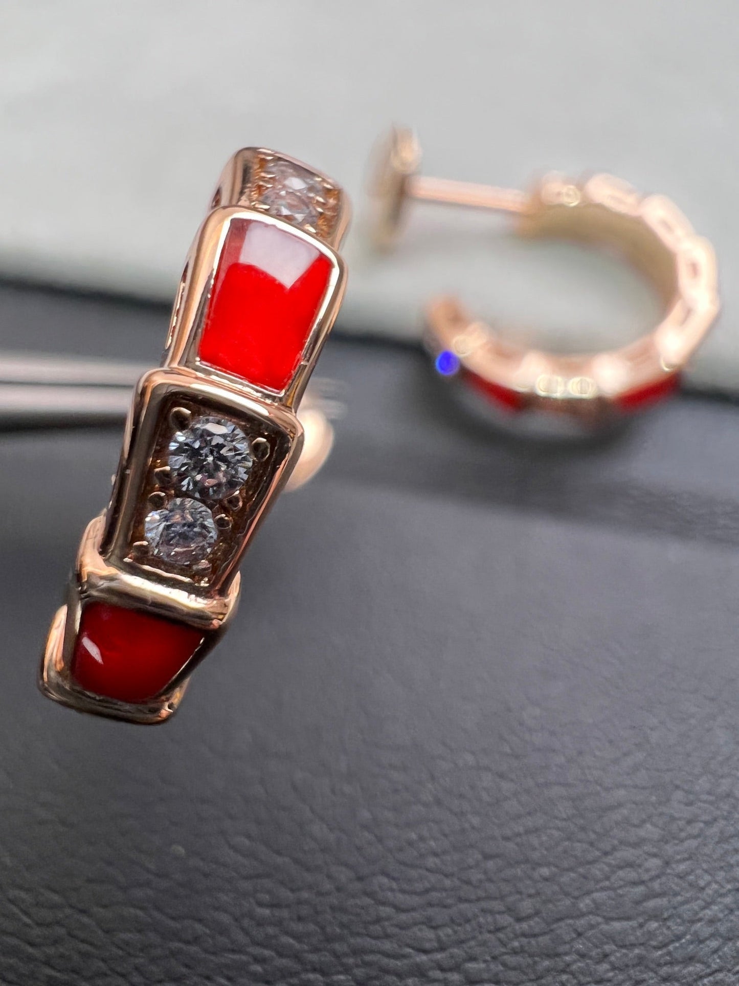 [Glitter Jewelry]SERPENTI CARNELIAN PINK GOLD EARRINGS