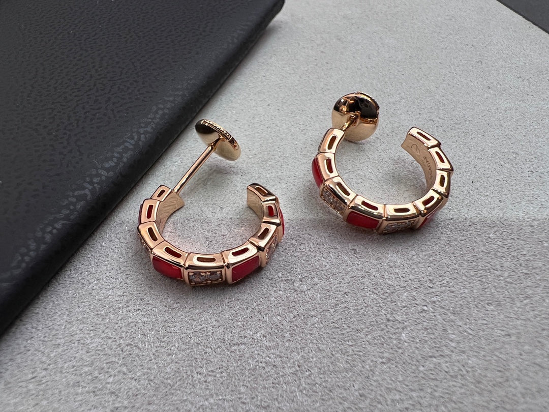 [Glitter Jewelry]SERPENTI CARNELIAN PINK GOLD EARRINGS