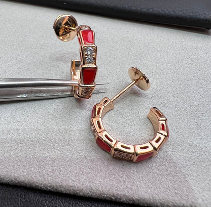 [Glitter Jewelry]SERPENTI CARNELIAN PINK GOLD EARRINGS