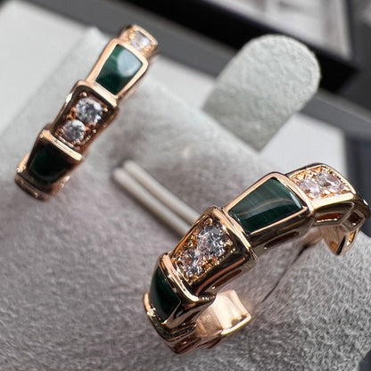 [Glitter Jewelry]SERPENTI MALACHITE PINK GOLD EARRINGS