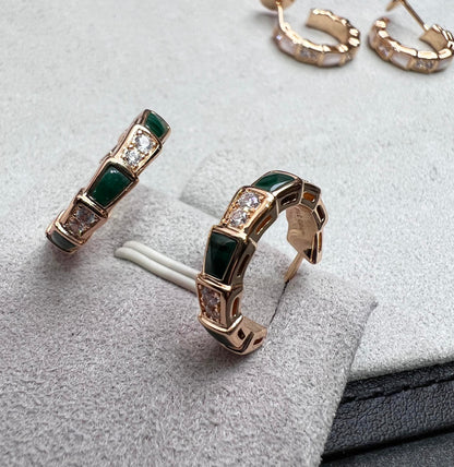 [Glitter Jewelry]SERPENTI MALACHITE PINK GOLD EARRINGS
