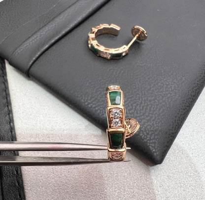 [Glitter Jewelry]SERPENTI MALACHITE PINK GOLD EARRINGS