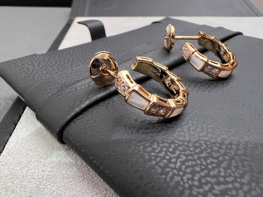 [Glitter Jewelry]SERPENTI MOP PINK GOLD EARRINGS