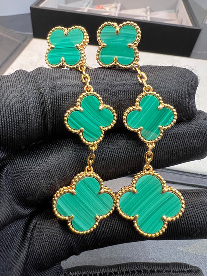[Glitter Jewelry]CLOVER MALACHITE 3 MOTIFS GOLD