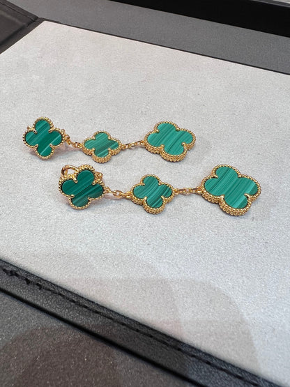 [Glitter Jewelry]CLOVER MALACHITE 3 MOTIFS GOLD