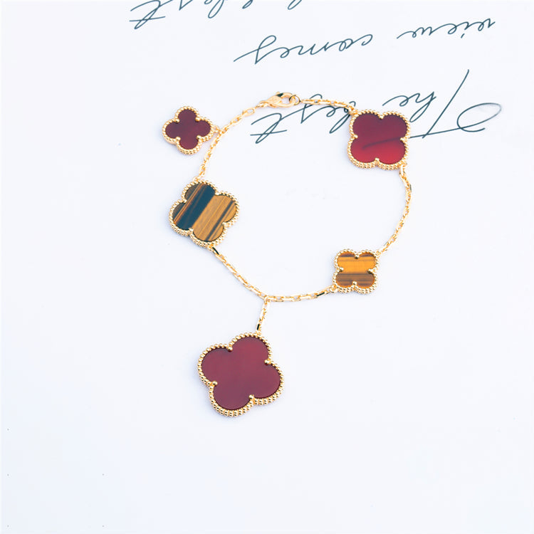 [Glitter Jewelry]CLOVER BRACELET 5 MOTIFS CARNELIAN TIGER EYE