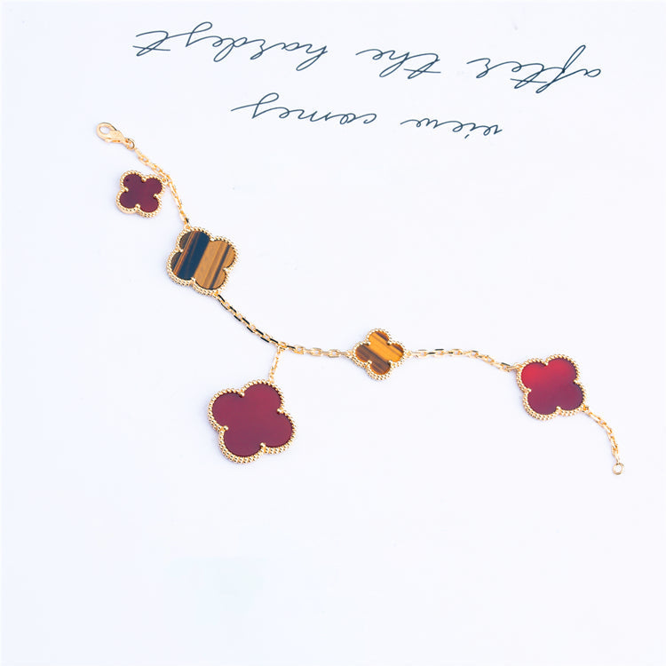 [Glitter Jewelry]CLOVER BRACELET 5 MOTIFS CARNELIAN TIGER EYE