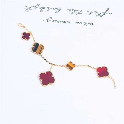 [Glitter Jewelry]CLOVER BRACELET 5 MOTIFS CARNELIAN TIGER EYE