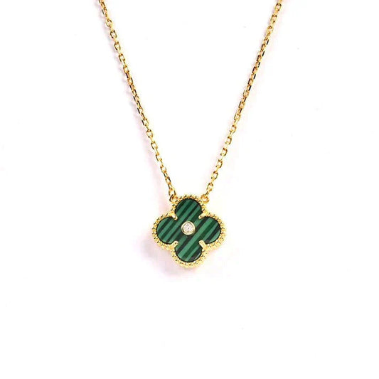 [Glitter Jewelry]CLOVER 15MM DIAMOND TURQUOISE NECKLACE