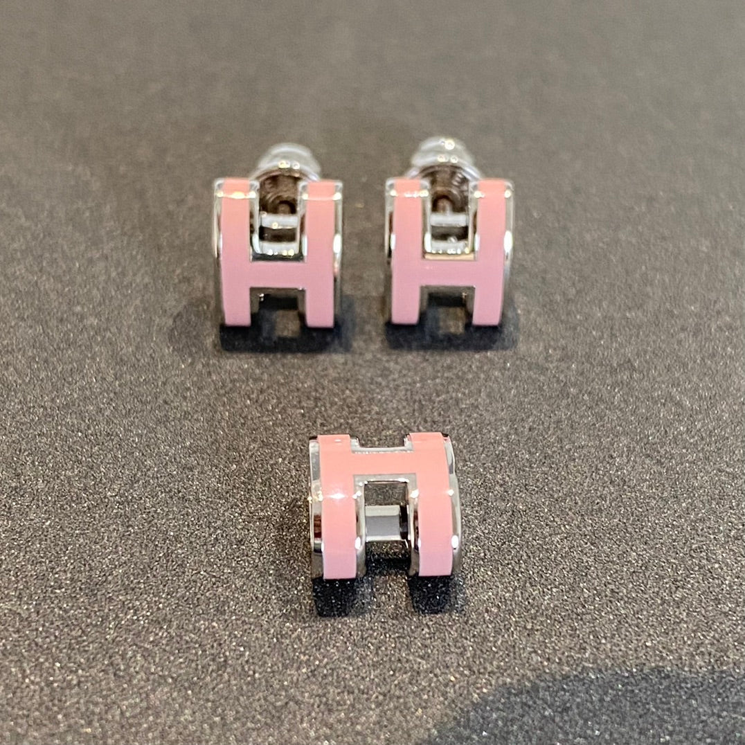 [グリッタージュエリー]ミニポップH シルバーピアス ピンク