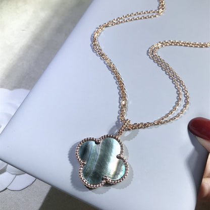 [Glitter Jewelry]CLOVER 25MM GOLD DARK MOP BIG CLOVER NECKLACE