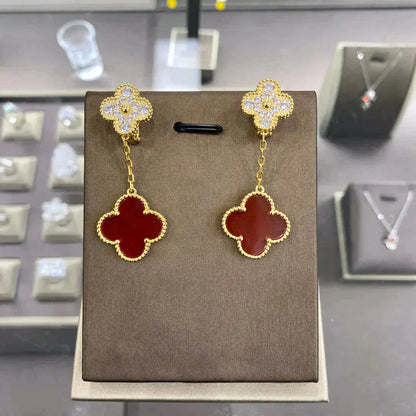 [Glitter Jewelry]CLOVER  2 MOTIFS  DIAMOND  EARRINGS (MULTIPLE CHOICESç´