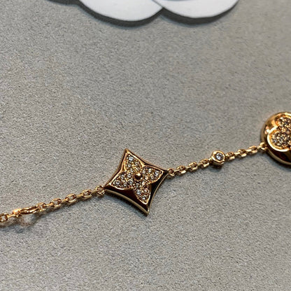 [Glitter Jewelry]STAR AND SUN 4 MOTIFS GOLD DIAMONDS BRACELET