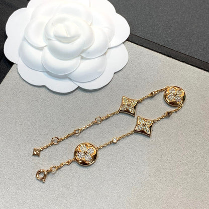 [Glitter Jewelry]STAR AND SUN 4 MOTIFS GOLD DIAMONDS BRACELET