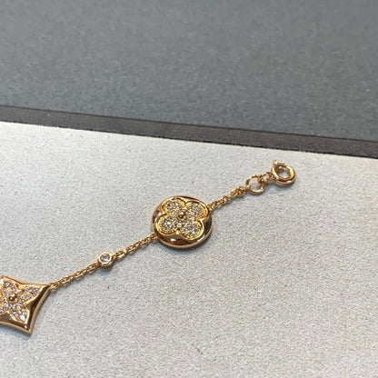 [Glitter Jewelry]STAR AND SUN 4 MOTIFS GOLD DIAMONDS BRACELET