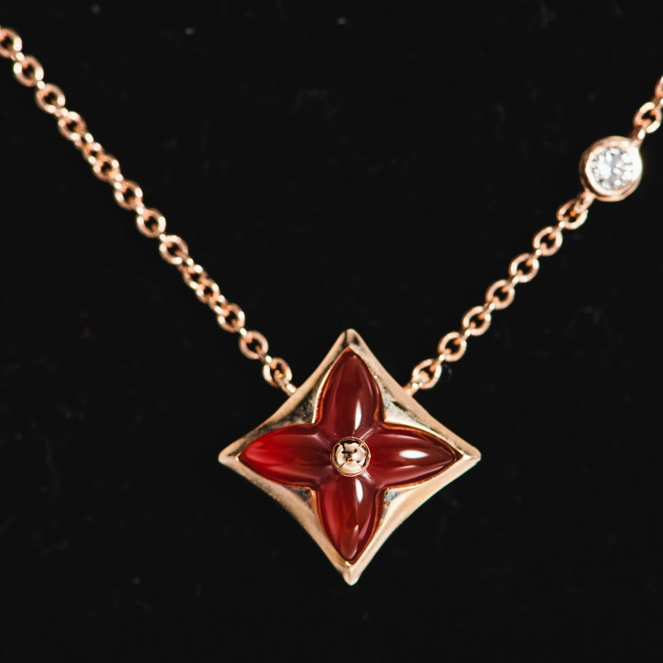 [Glitter Jewelry]STAR NECKLACE PINK GOLD 1 DIAMOND