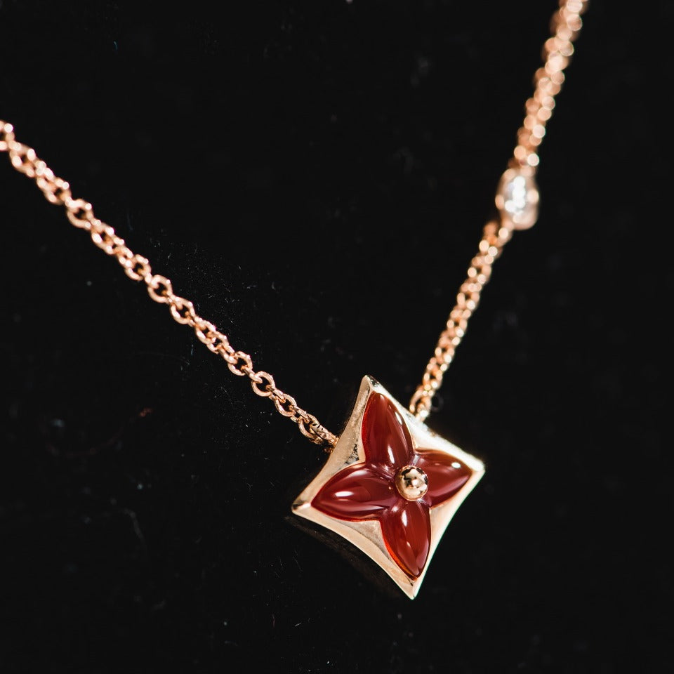 [Glitter Jewelry]STAR NECKLACE PINK GOLD 1 DIAMOND