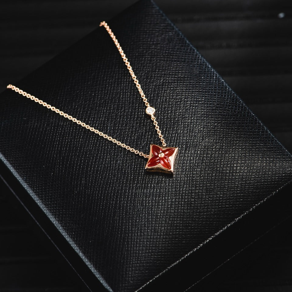 [Glitter Jewelry]STAR NECKLACE PINK GOLD 1 DIAMOND