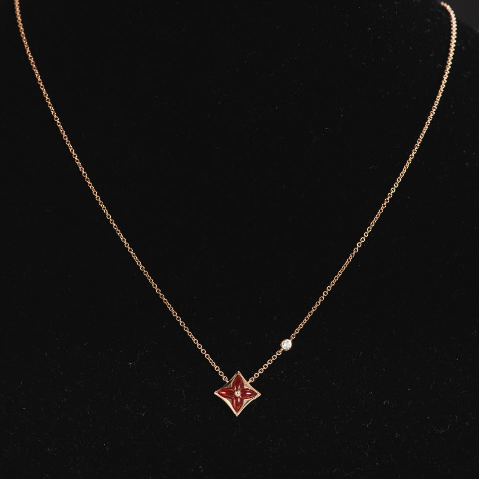 [Glitter Jewelry]STAR NECKLACE PINK GOLD 1 DIAMOND