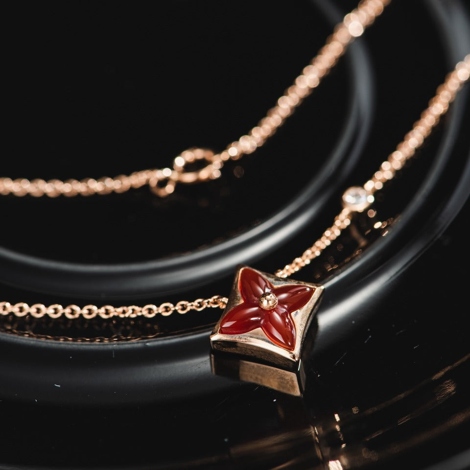 [Glitter Jewelry]STAR NECKLACE PINK GOLD 1 DIAMOND