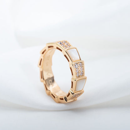 [Glitter Jewelry]SERPENTI RING PINK GOLD MOP DIAMOND PAVED 4MM