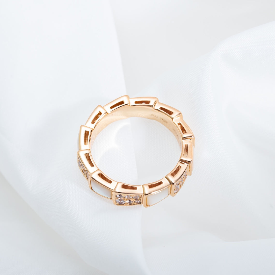 [Glitter Jewelry]SERPENTI RING PINK GOLD MOP DIAMOND PAVED 4MM
