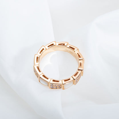 [Glitter Jewelry]SERPENTI RING PINK GOLD MOP DIAMOND PAVED 4MM