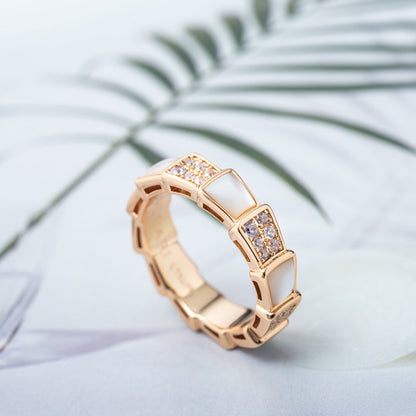 [Glitter Jewelry]SERPENTI RING PINK GOLD MOP DIAMOND PAVED 4MM